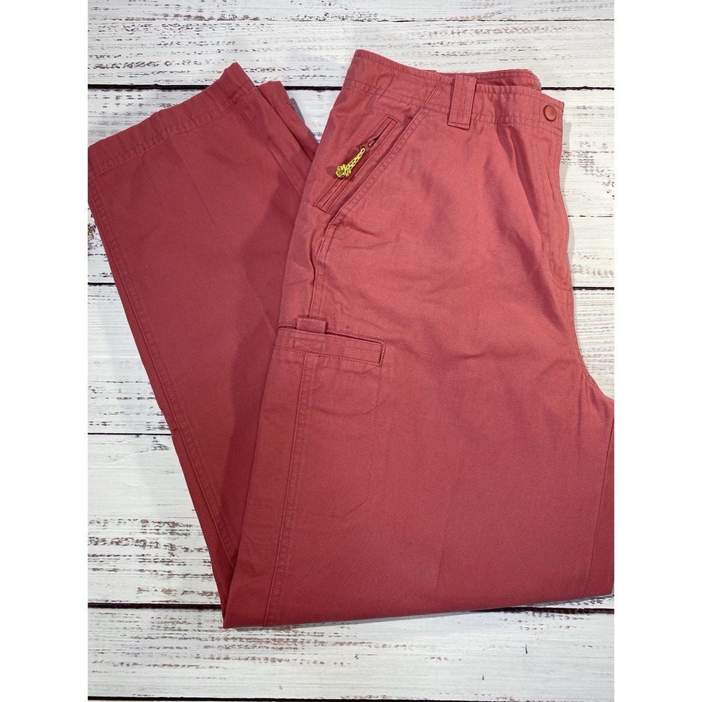 L.L.Bean Pants Women 16 Rose Pink Cargo Straight Leg Cotton Canvas Utility 0YQ78